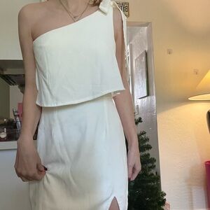 Elegant One-Shoulder White Dress